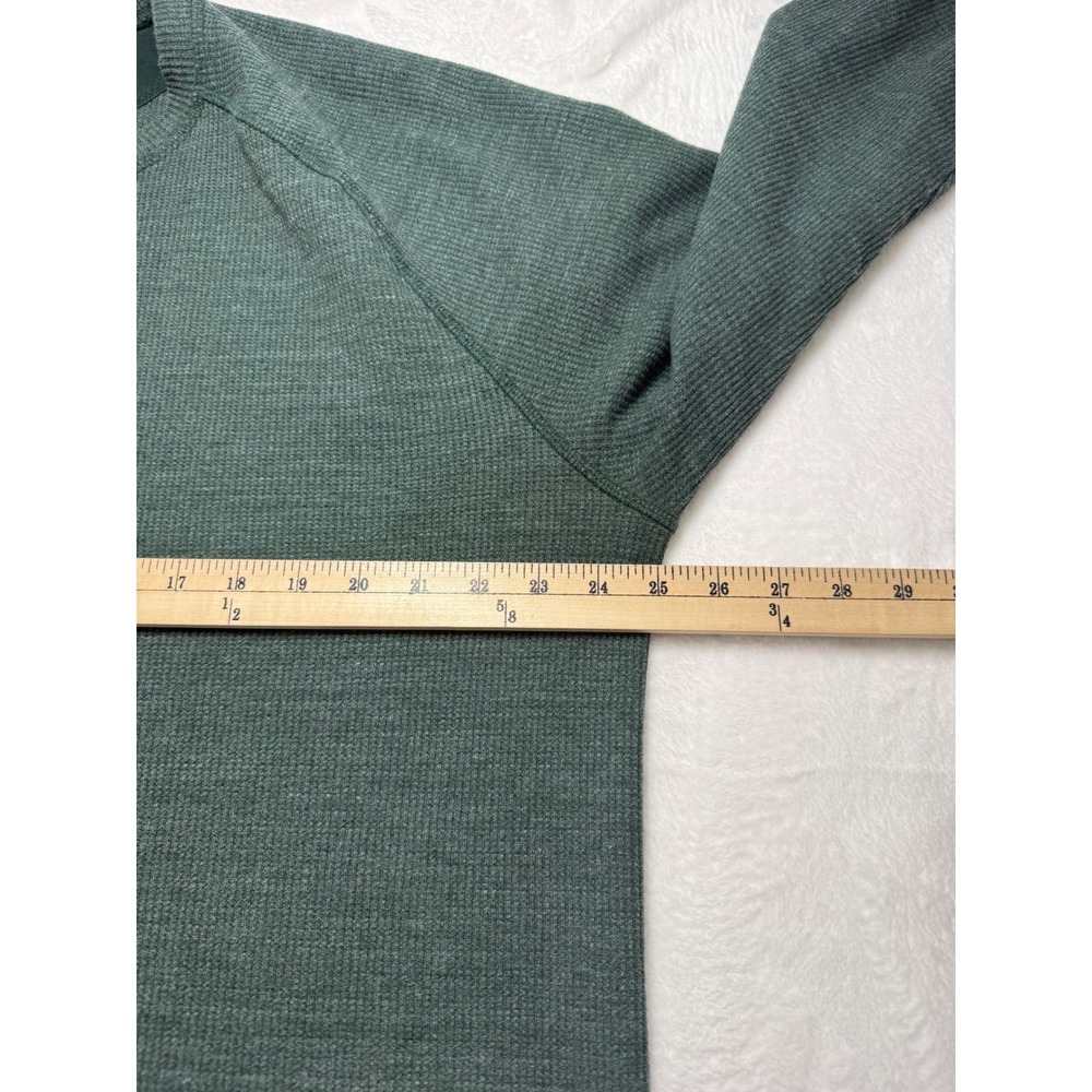 American Giant Mens 2XL Waffle Knit Thermal Long Sleeve Shirt Green Made in USA - Picture 4 of 5